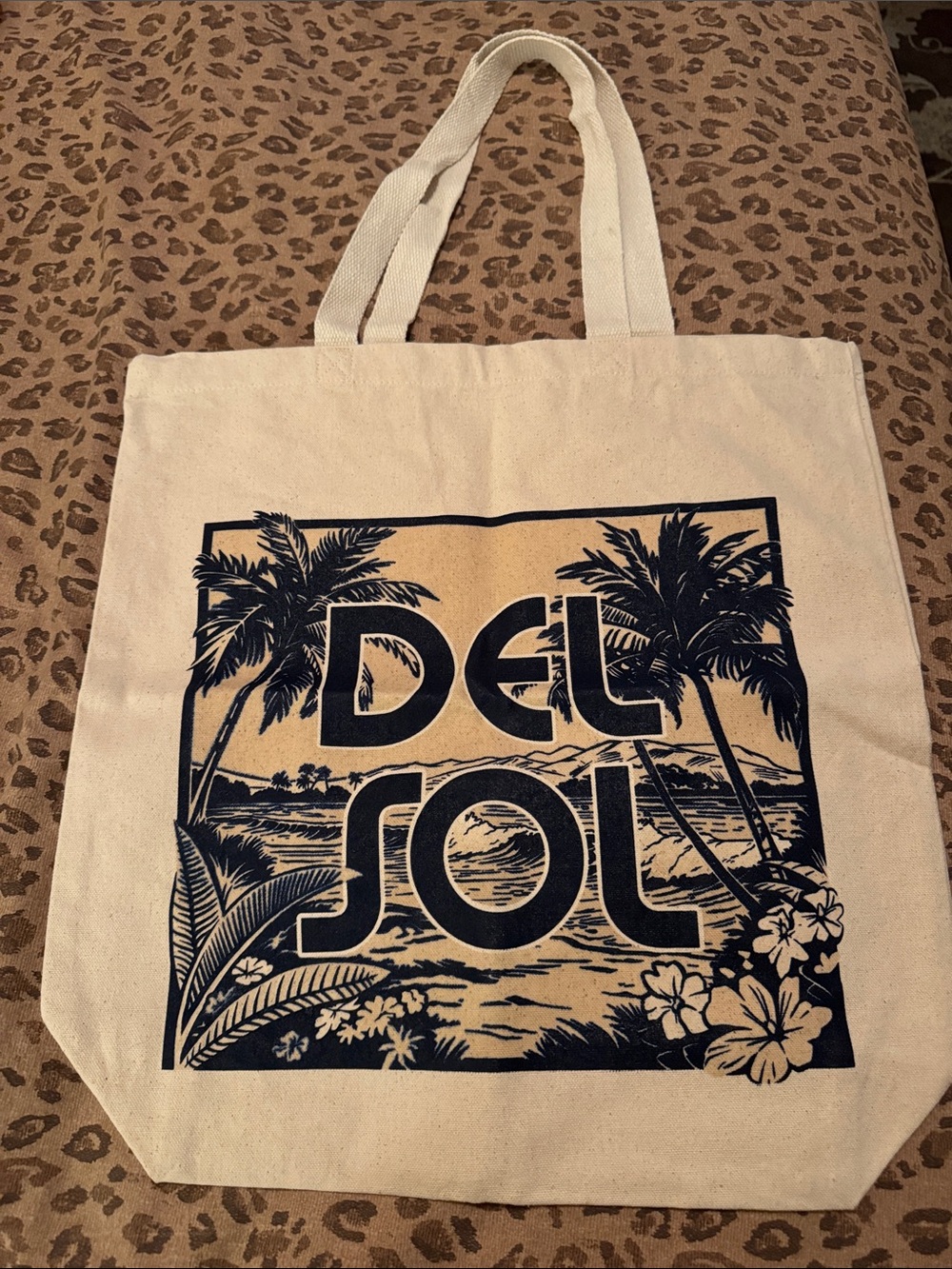 🐷 Del Sol Color Changing Canvas Tote Bag - Natural with Black Print